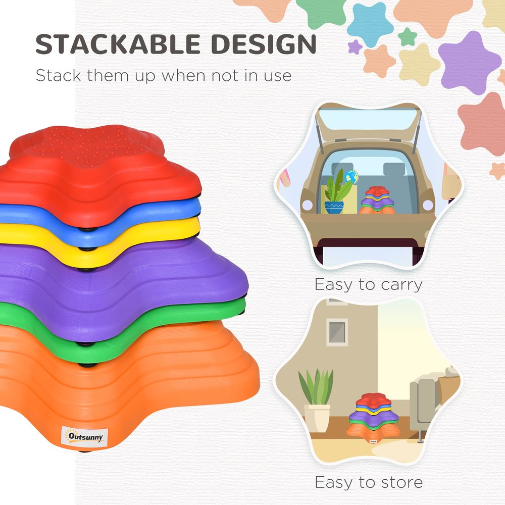 Balance Stepping Stones Non-slip Obstacle Course Stackable - 6pcs Outsunny