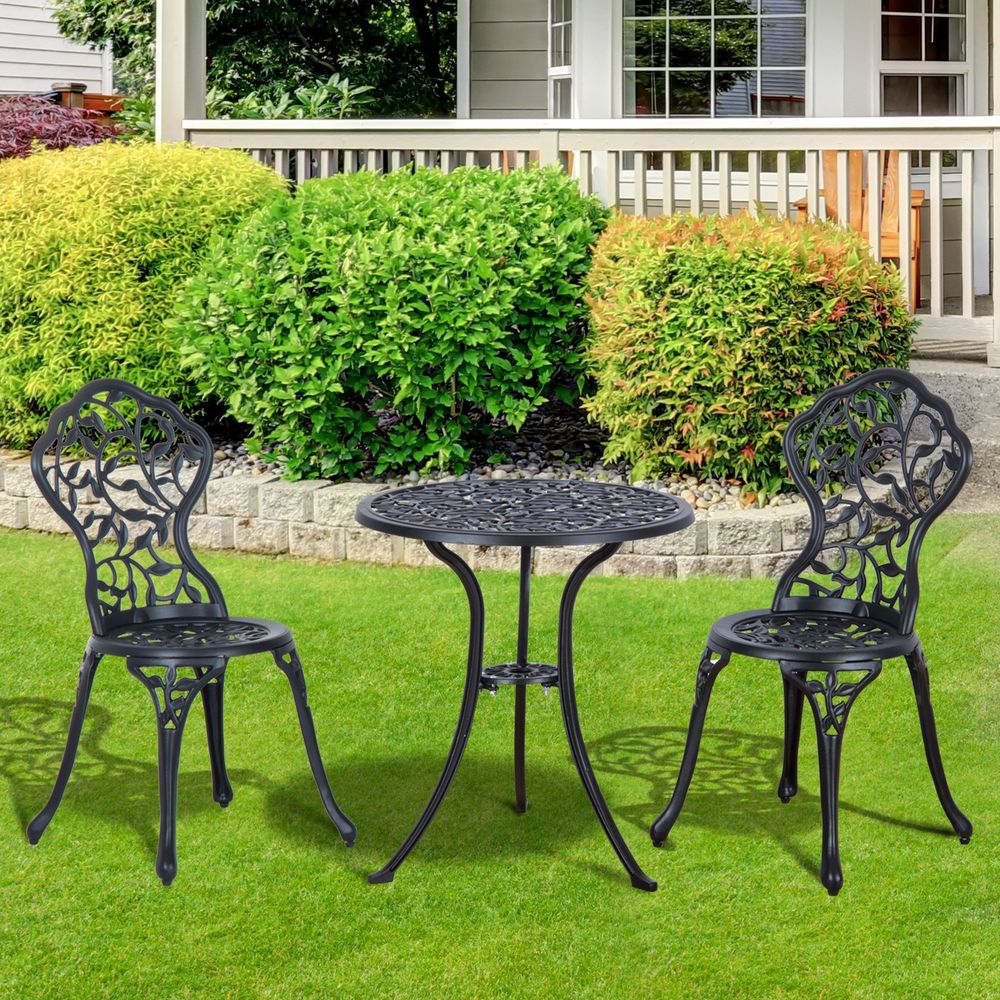Premium Cast Aluminium 3-Pcs Bistro Set: Elegant Design, Durable Construction - Perfect for Any Outdoor Setting