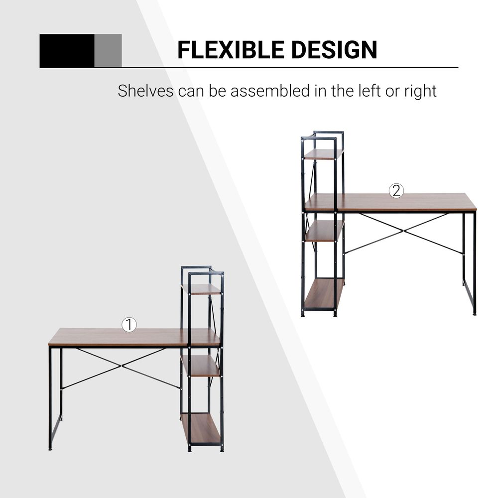 Computer Workstation, Metal Frame-Walnut/ Black