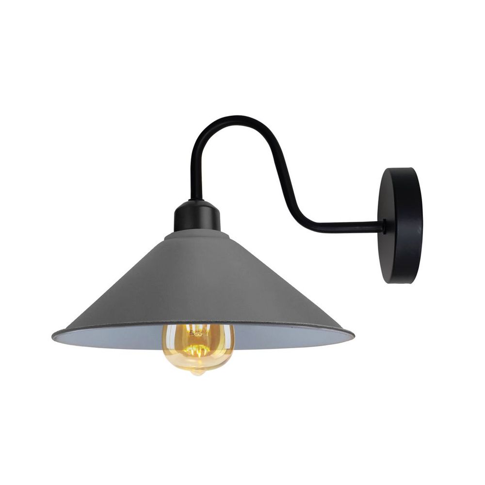 Elegant Grey Wall Light Fixture, Black Swan Neck Shape Shade - High Quality, Easy to Install, Dimmable, Vintage Style - 3 Year Warranty