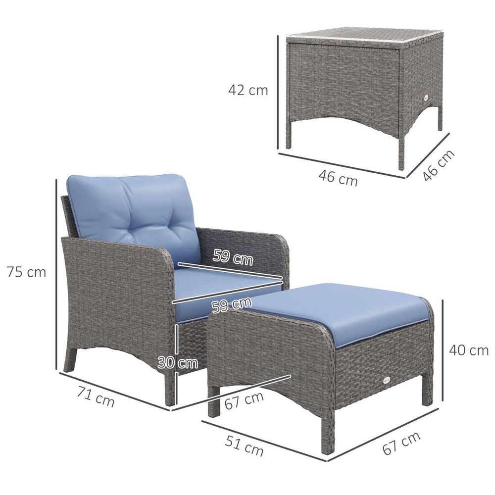 Outsunny 5-Piece Outdoor Wicker Patio Furniture Set | Blue | High-Quality & Stylish Conversation Set