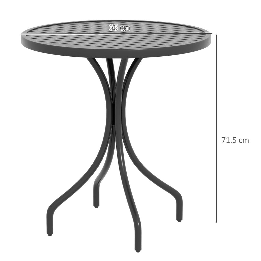 Premium Outsunny Round Garden Table - High-Quality Steel Frame, Slat Top - Guaranteed Durability
