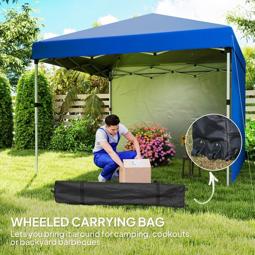 Outsunny 3x3 (M) Pop Up Gazebo Party Tent w/ 2 Sidewalls, Weight Bags Blue