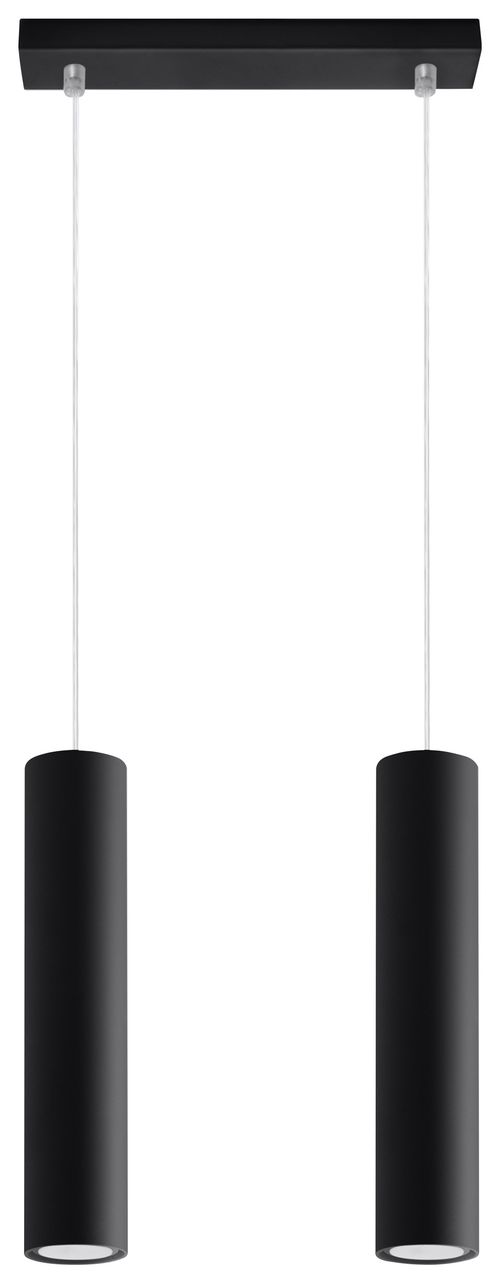 Pendant lamp LAGOS 2 Black Round Tube Shape Modern Loft Design LED GU10