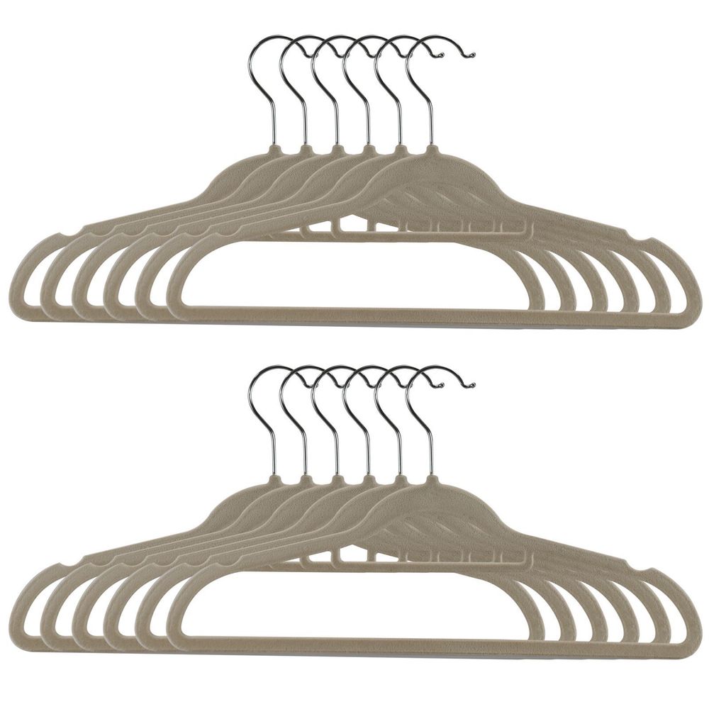 10x10 Adult Grey Velvet Flocked Hangers - Space Saver, Non Slip - 100 Hangers - DGI-4020
