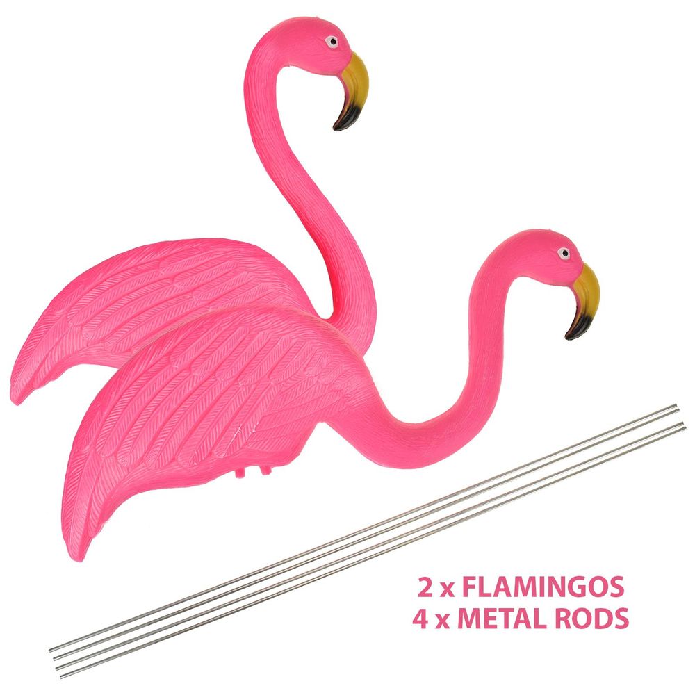 ASAB Pink Flamingo Garden Ornament Pack Of 2 - High Quality, Weather Resistant, Easy Assembly - Perfect Yard Art