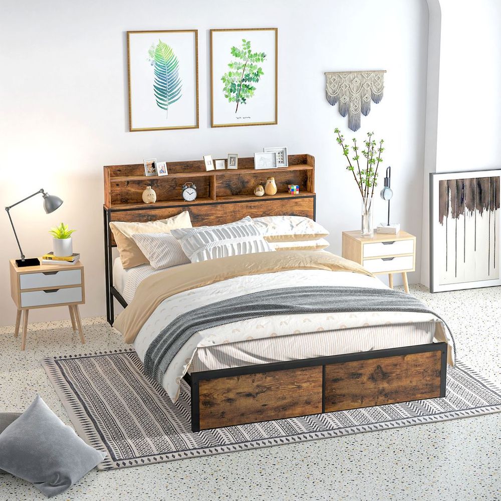 Premium HOMCOM King Bed Frame w/ Storage & Headboard - High Quality, Spacious, & Stylish Design