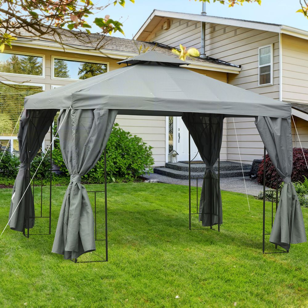 Premium 3x3m Metal Gazebo - Perfect for Weddings, Parties & Patios - Dark Grey