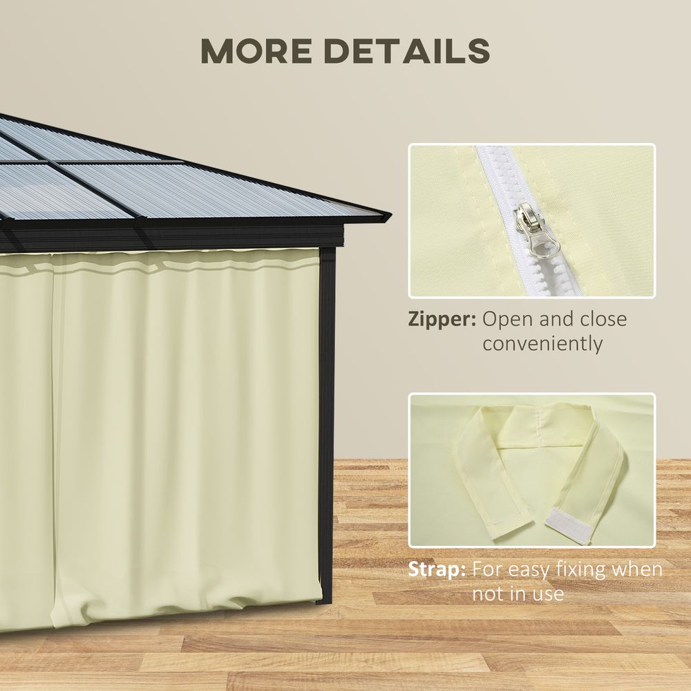 Outsunny 4-Panel Gazebo Curtain - 3x3m, Replacement, Sidewalls