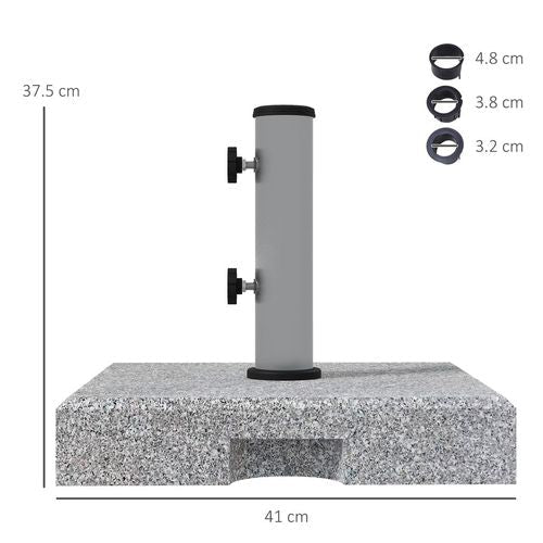 Outsunny 28kg Heavy Duty Granite Parasol Base with Wheels, Retractable Handle
