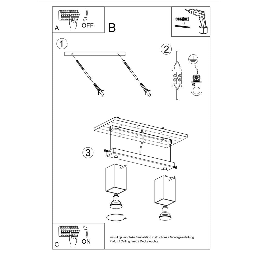 Contemporary Steel Ceiling Lamp - Merida Collection - High Quality - Industrial Style - GU10