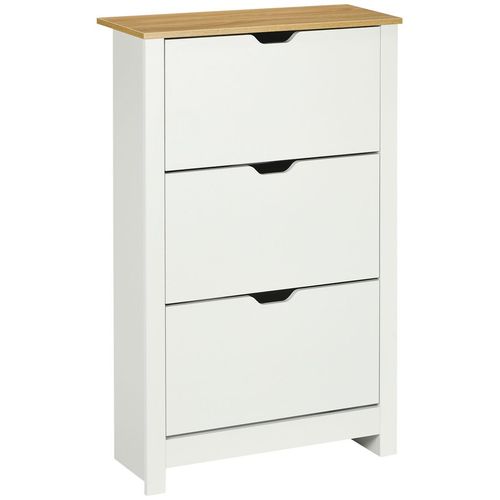HOMCOM 18-Shoe Storage Cabinet 6 Shelves 3 Drawers Tabletop 4 Legs Modern White