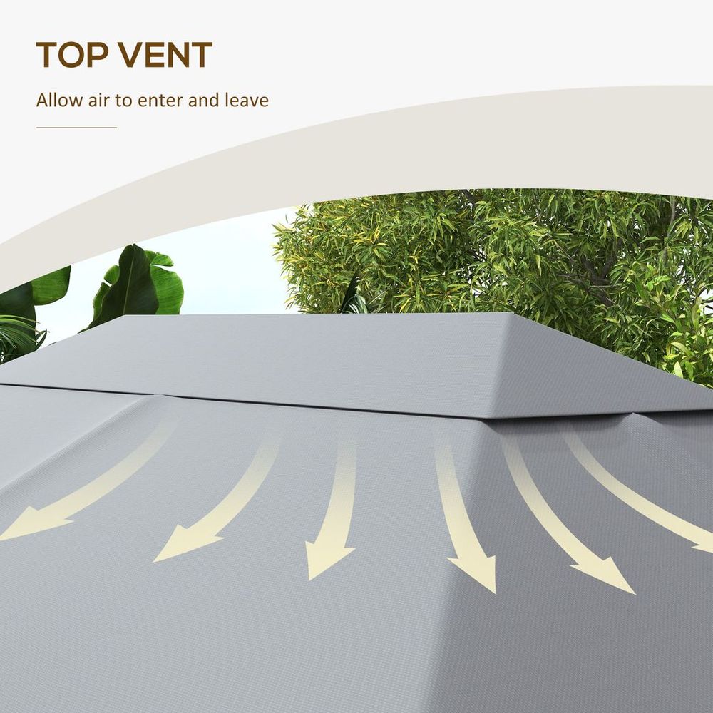 Outsunny 3x4m Gazebo Canopy Replacement - Light Grey