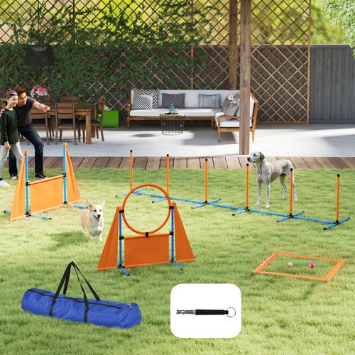 PawHut 6 Pieces Dog Agility Equipment, Obstacle Training Course Kit, Orange