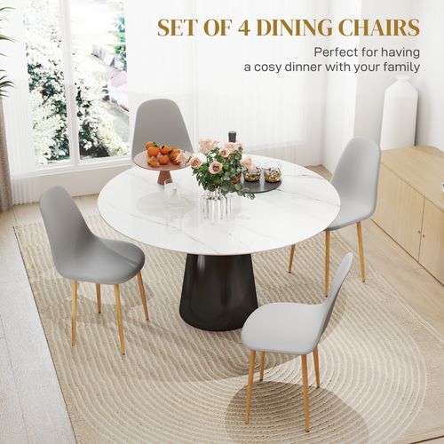 HOMCOM Dining Chairs Set of 4 w/ Curved Back, Steel Legs, Grey
