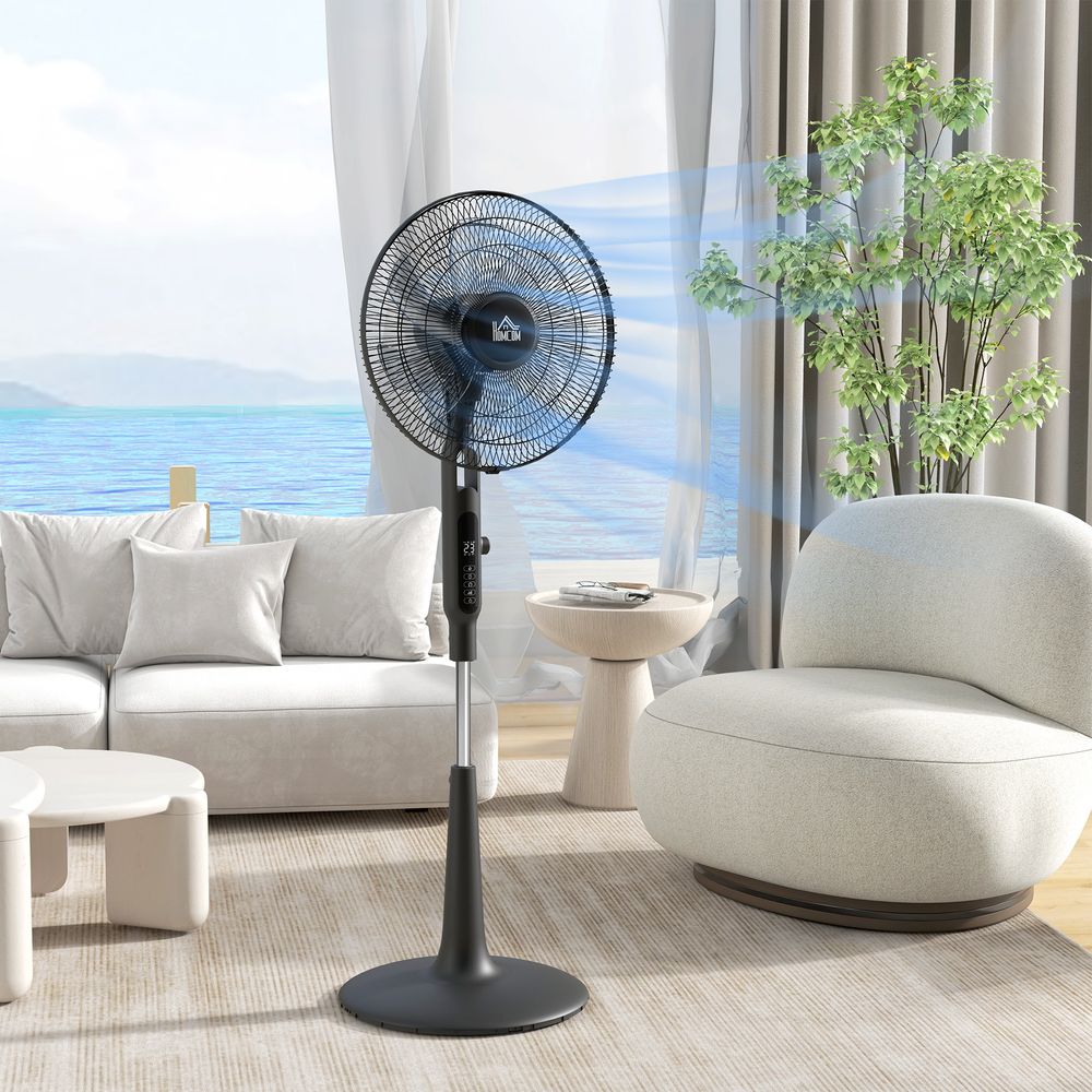 HOMCOM 12V DC Standing Fan | 75° Oscillation | Mosquito Repellent Function