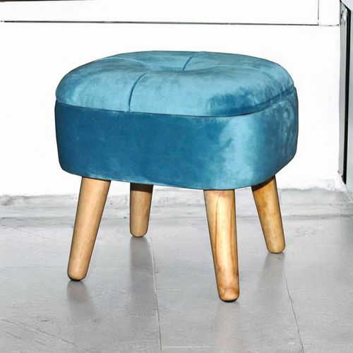 BLUE WOODEN STOOL