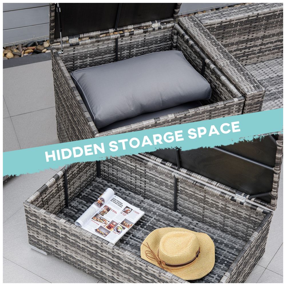 High-Quality 6PC Rattan Corner Sofa Set w/ Cushion - Grey