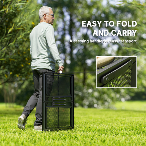 Outsunny 4.5ft Portable Folding Table, Height Adjustable Metal Picnic Table