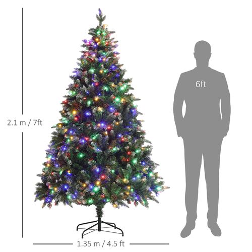 HOMCOM 6 Ft Artificial LED Christmas Tree with Metal Base, Hinged Branches