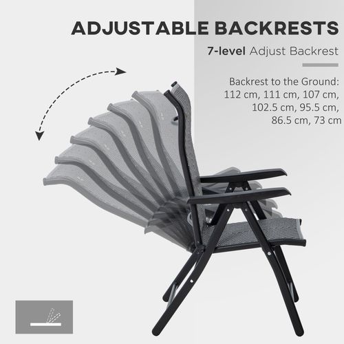 Outsunny Set of 4 Outdoor Rattan Folding Chair Set w/ Adjustable Backrest Grey