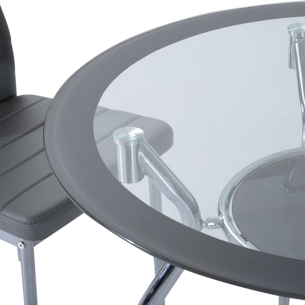 HOMCOM Round Dining Set: Table for 4, Chairs with Cushion. Stylish & Durable. Steel Frame. High Quality.