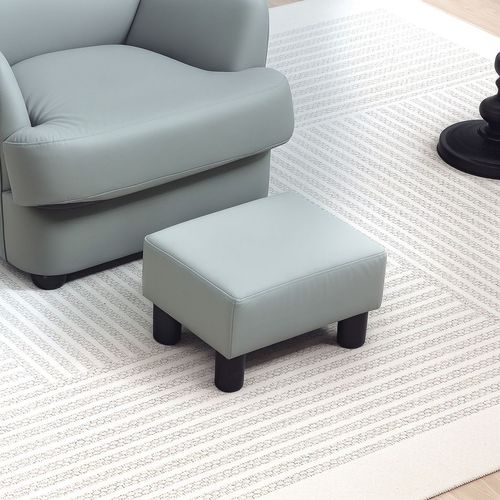 HOMCOM Chic Faux Leather Footstool Small Footrest with 4 Plastic Legs, Grey