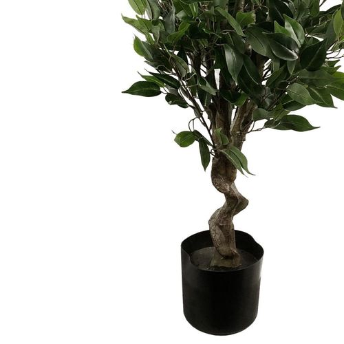 110cm Artificial Evergreen Ficus Tree Silver Curve Planter