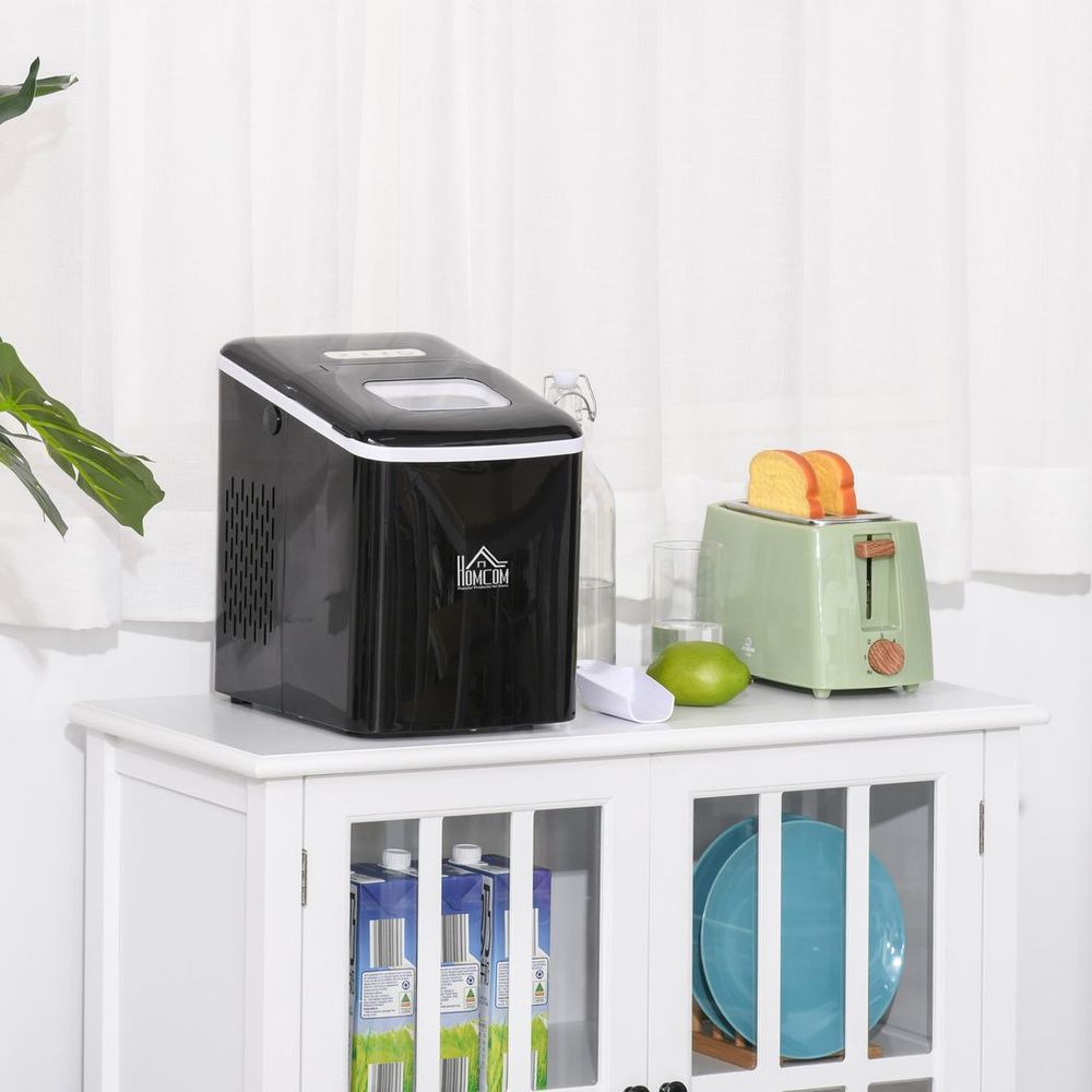 12kg/24H Ice Maker w/ Scoop Basket - Black | Perfect for Home Office