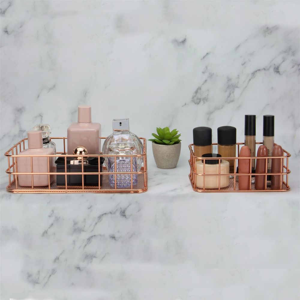 Premium Rose Gold Organisation Baskets - Set of 4 | M&W