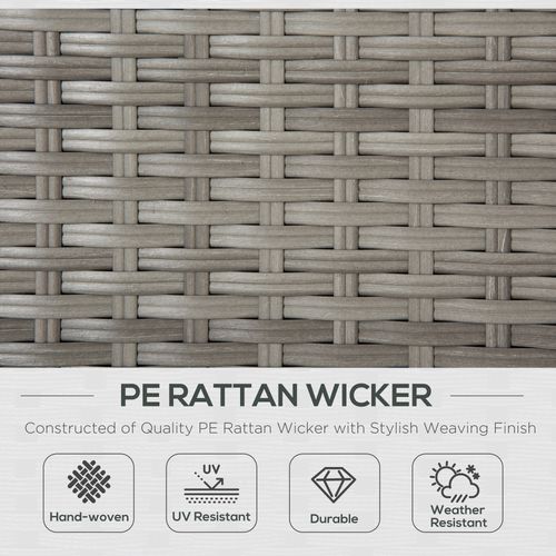3 Pc PE Rattan Corner Sofa Set, w/ Tempered Glass Table-top & Soft Cushion Grey