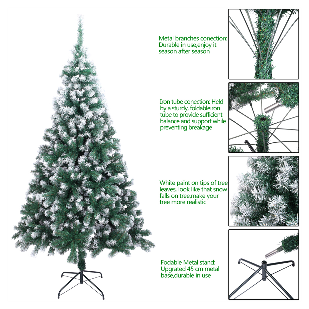 7FT Spray White PVC Christmas Tree 870 Branches Artificial