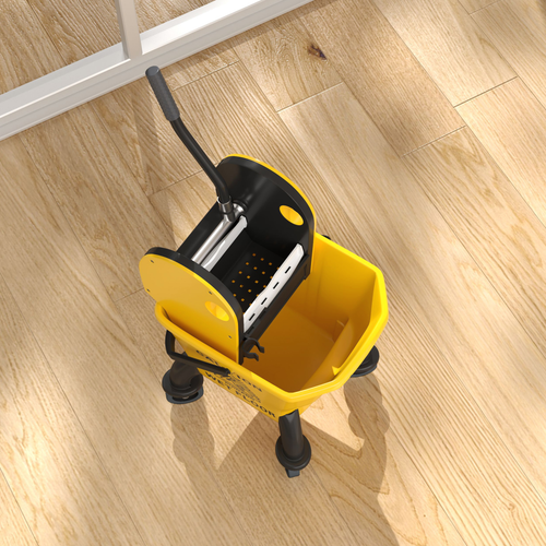 HOMCOM Mop Bucket with Wringer on Wheels for Floor Cleaning 26 Litre Yellow