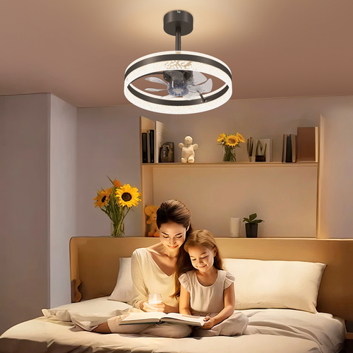 HOMCOM Ceiling Fan Light with 3 Colour, Timer, Reversible, Remote, Black