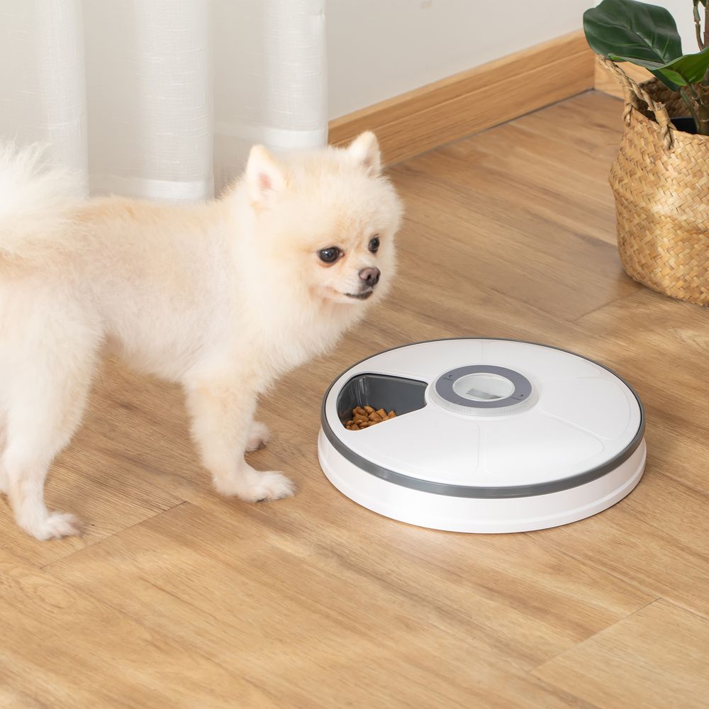 PawHut Automatic Pet Dog Cat Feeder w/Digital Timer Six-Meal Food Dispenser