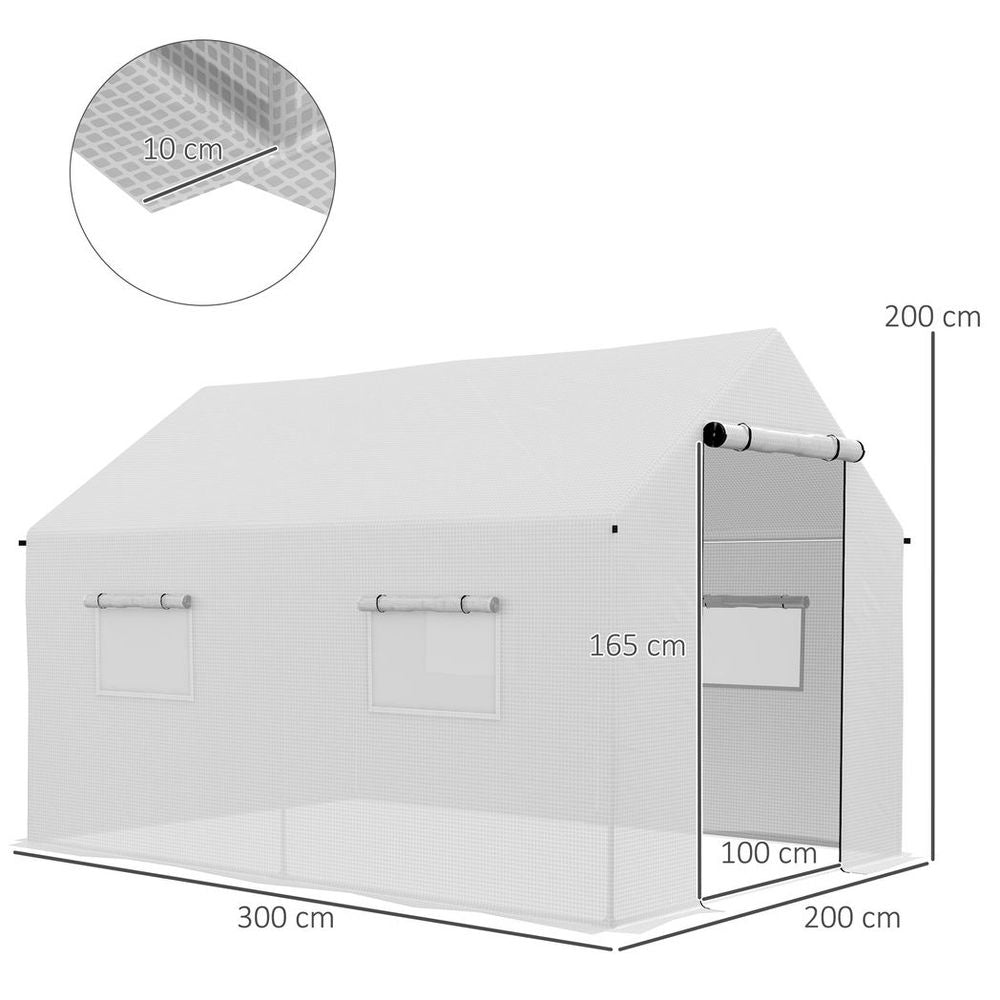 Premium Outsunny Tunnel Greenhouse - UV-Resistant PE Cover, Wide Door, 2x3(m), White - Extend Growing Season