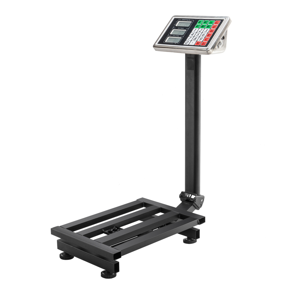 100KG/220lbs LCD Digital Personal Floor Postal Platform Scale with 30*40 Platform & 0.6mm Plate Black UK Plug