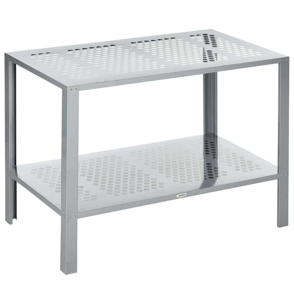 Outsunny 2-Tier Steel Plant Stand - Stylish Patio Organizer & Display Shelf
