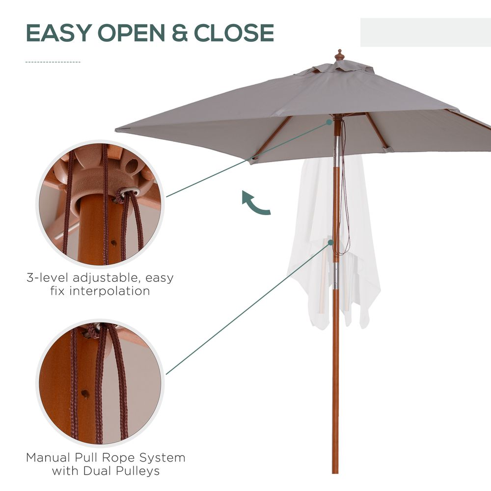 Ultimate Style Outdoor Sunshade Grey Patio Umbrella - High-Quality Parasol by Outsunny