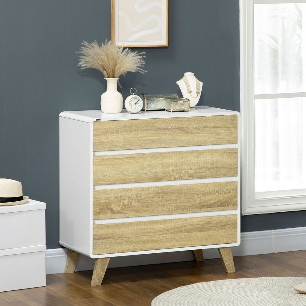 Chest of Drawers 4-Drawer Dresser Storage Chest with Legs Bedroom, Living Room