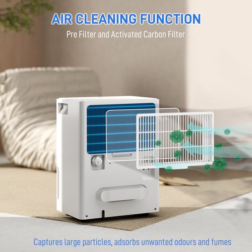 HOMCOM 30L Dehumidifier with Filter, Auto Defrost, for Home Laundry Drying