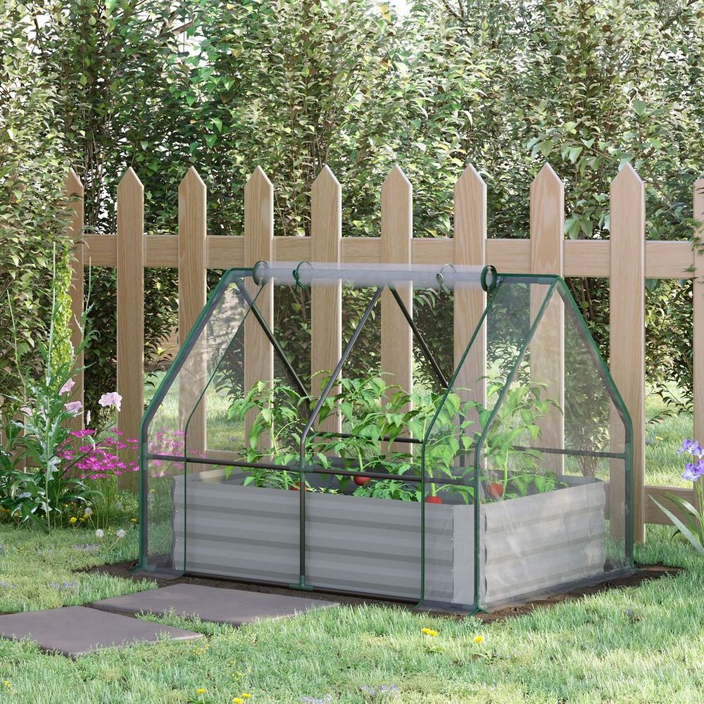 Sturdy Steel Raised Garden Planter Box Kit with Greenhouse - Dual Use, High-Quality Materials, Excellent Ventilation