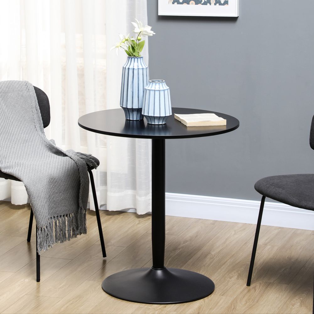 HOMCOM Round Dining Table: Steel Base, Non-slip Pad for Living Room - Perfect for Relaxing & Dining