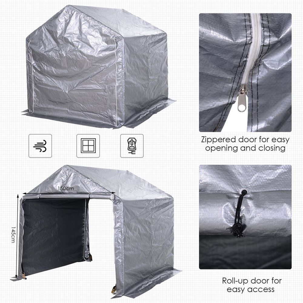High-Quality 2m x 2m Outdoor Carport Canopy | Galvanized Steel | Waterproof | Grey