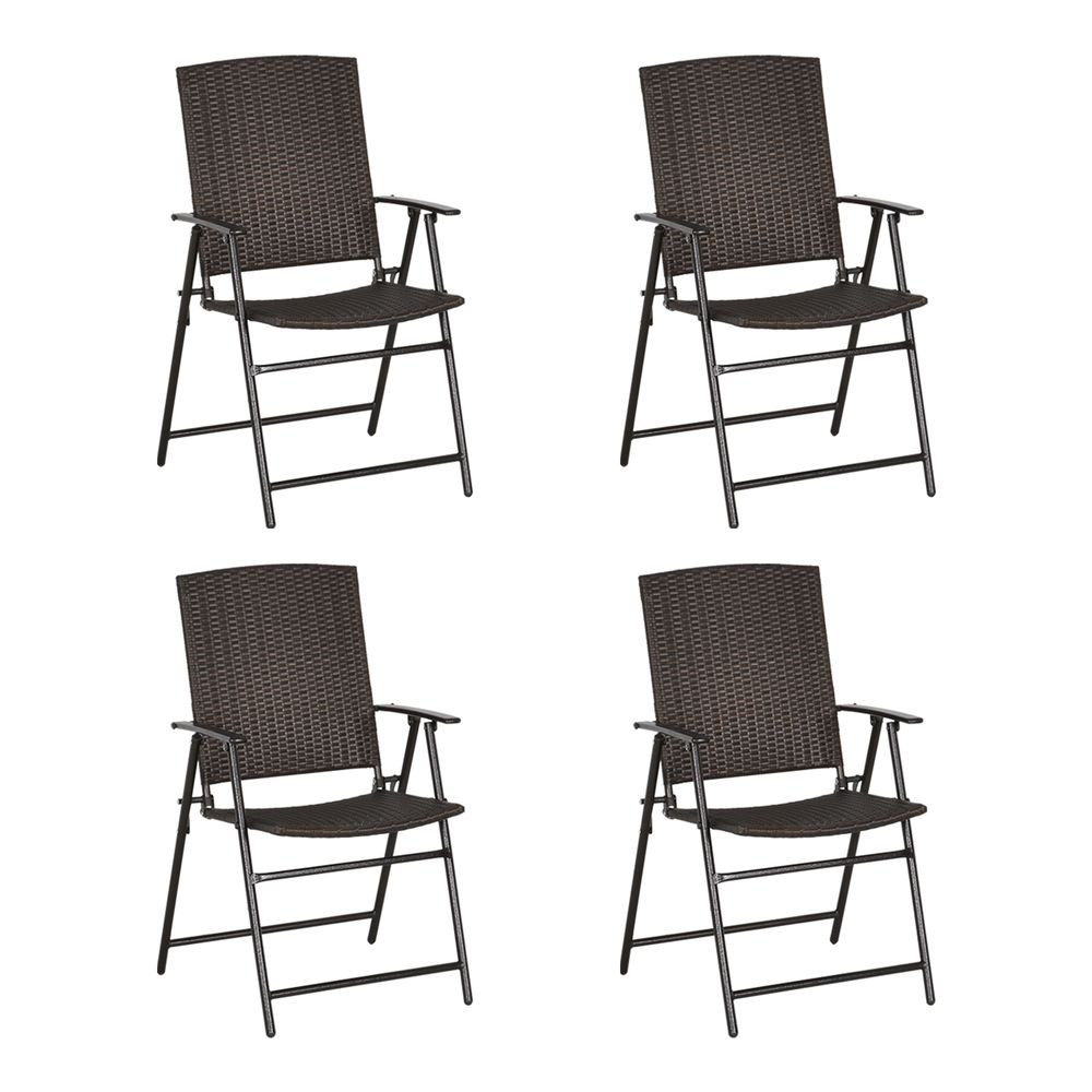 Outsunny 4pcs Rattan Chair: Stylish, Durable, Weather-Resistant. Folding & Easy to Clean. Perfect for Garden & Outdoor Spaces.