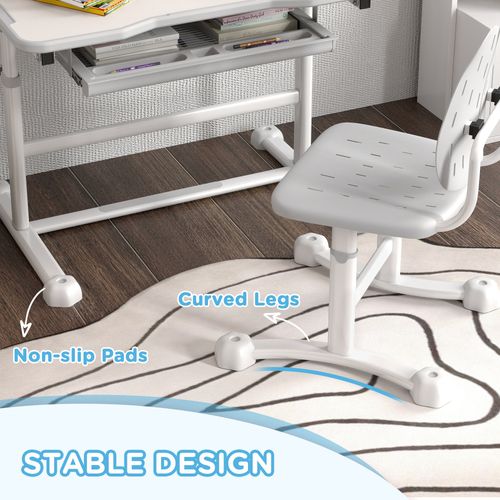 AIYAPLAY Height Adjustable Kids Desk and Chair Set w/ Tilted Desktop