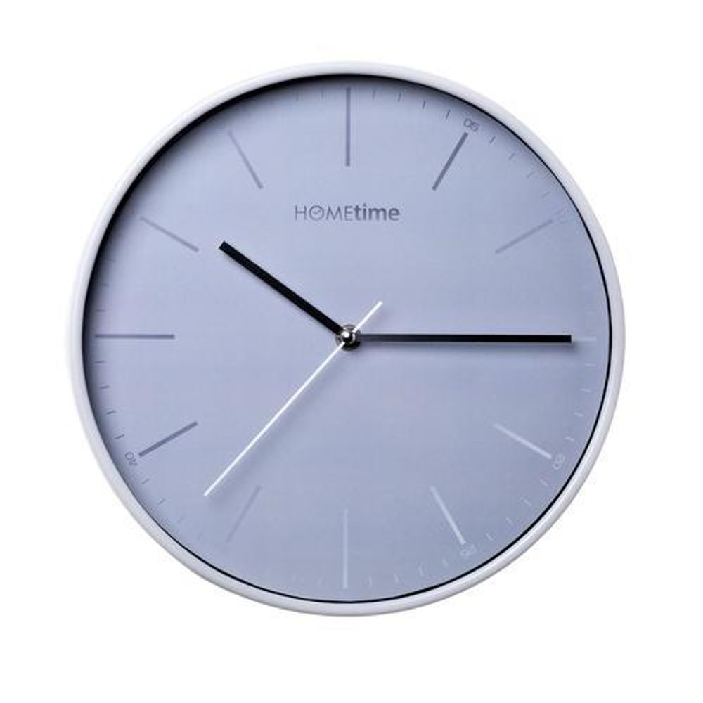 Hometime Round Wall Clock Light Grey Foil Numbers 30cm