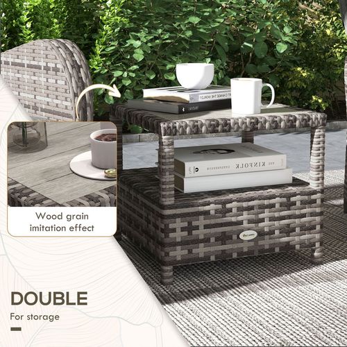 Outsunny 3 PCs Rattan Chaise Lounge Sofa Set w/ Cushion for Patio Yard Porch