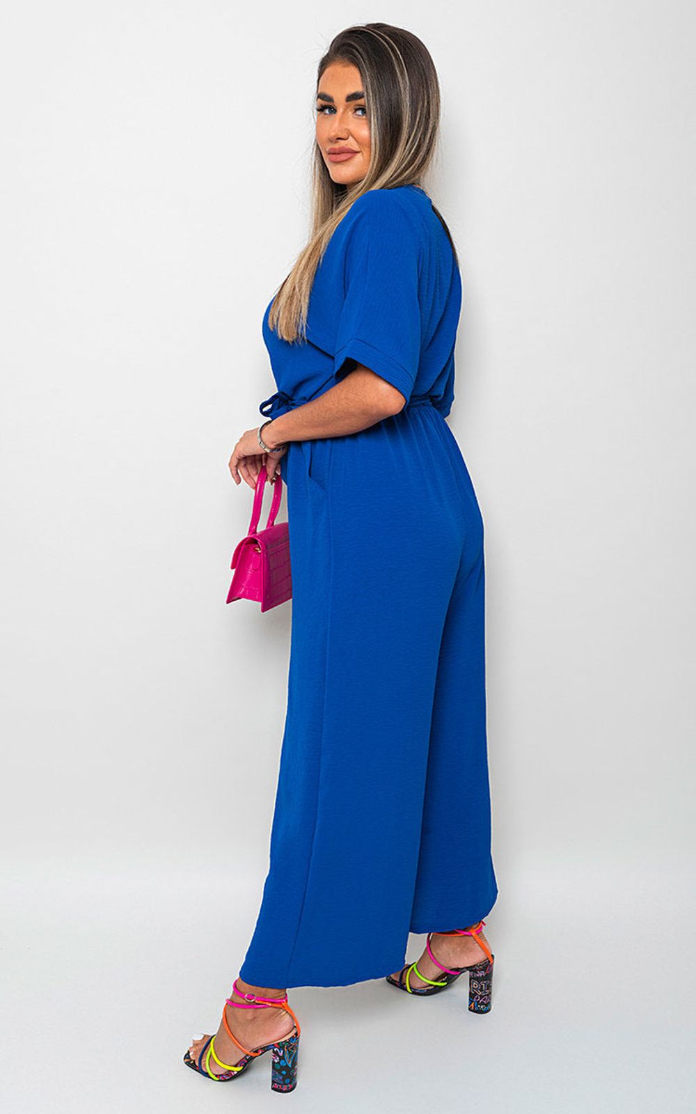 High-Quality V Neck Tie Waist Jumpsuit
