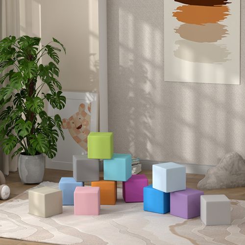 HOMCOM 12 PCs Soft Play Blocks Soft Foam Toy Blue